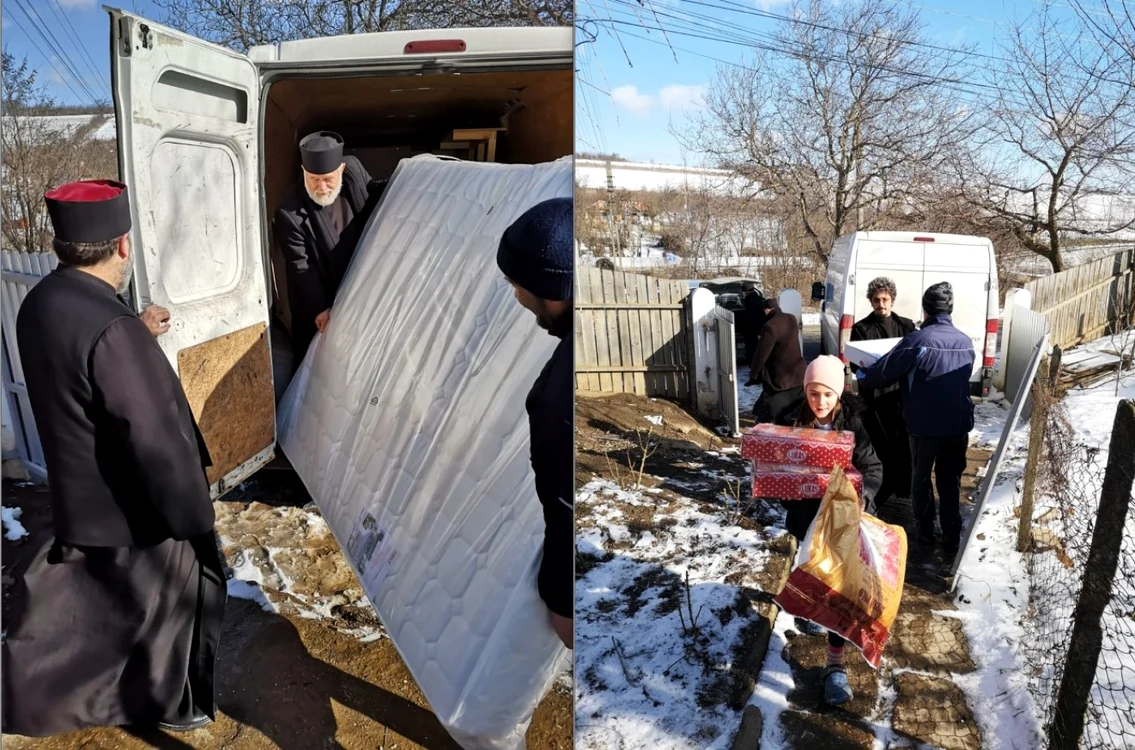 Imagini de la donarea bunurilor către familia cu 10 copii FOTO Costiuc Petrică