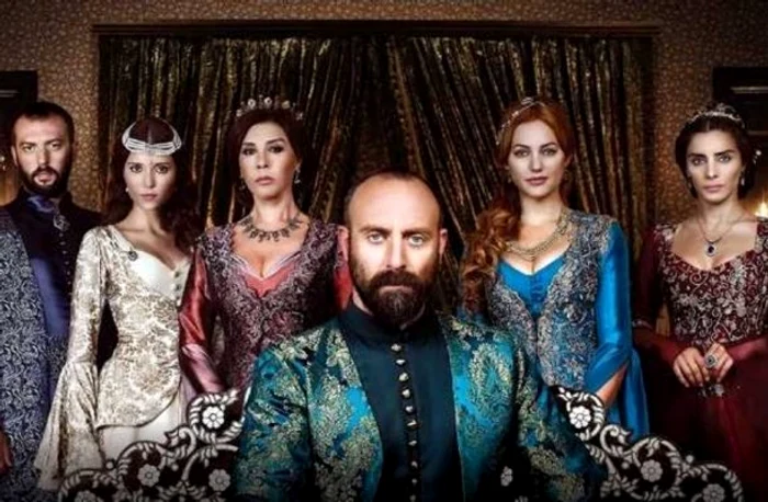 Scenă din serialul Suleyman Magnificul cu actorii principali