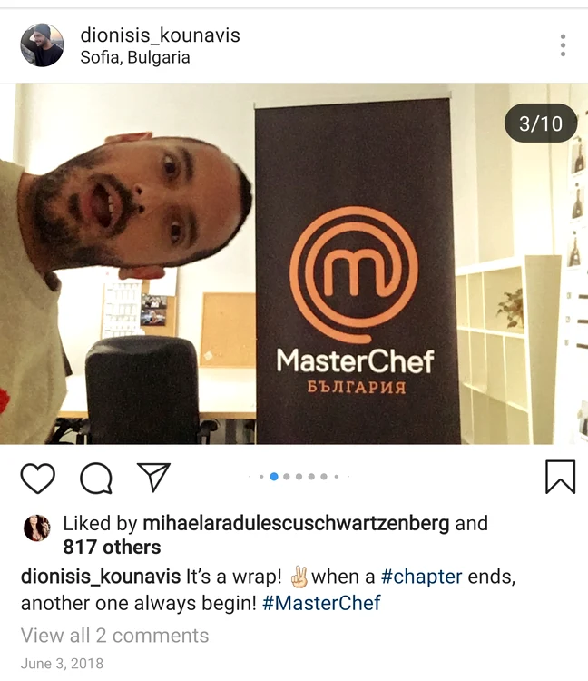 Dionisis Kounavis a avut succes cu MasterChef Bulgaria