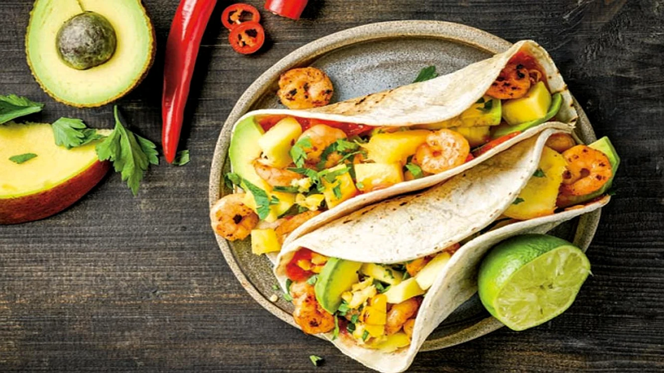 Tacos cu creveți și mango jpg