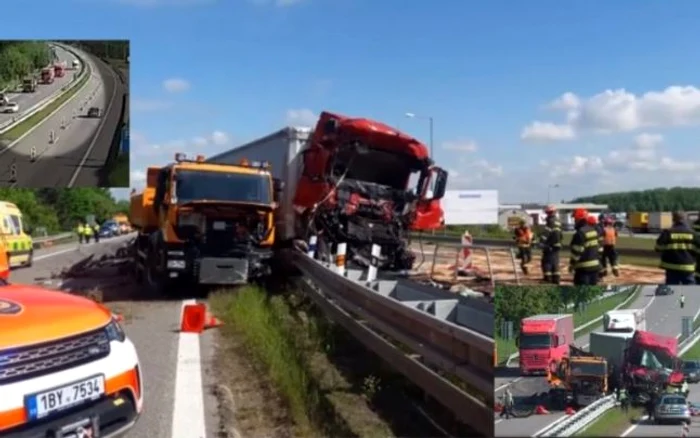 Șoferul camionului a intrat în plin într-un vehicul marcatfoto: captură video