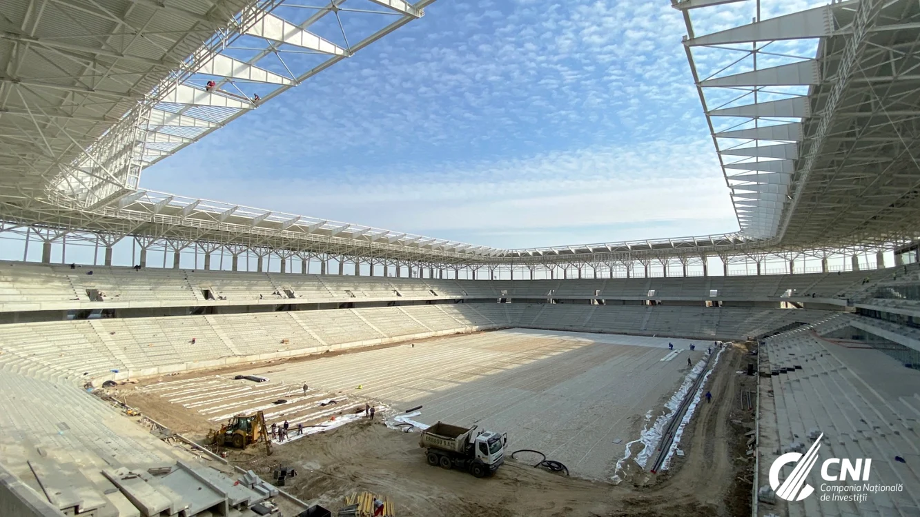 
    Lucrările la stadionul de fotbal Steaua sunt foarte avansateFoto: Facebook/CompaniaNaționalăInvestiții  
