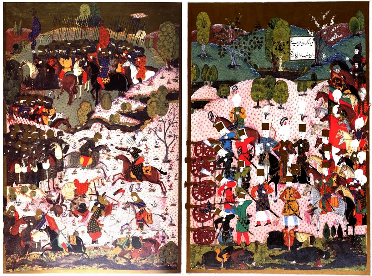 Bătălia de la Mohacs. Ilustrație otomană din „Suleymanname: Istoria ilustrată a lui Süleyman Magnificul”, din 1558 