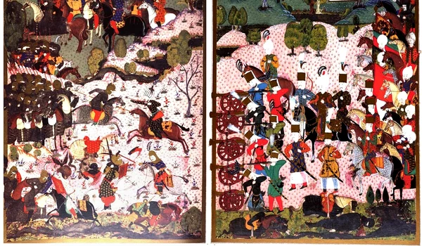 Bătălia de la Mohacs. Ilustrație otomană din „Suleymanname: Istoria ilustrată a lui Süleyman Magnificul”, din 1558