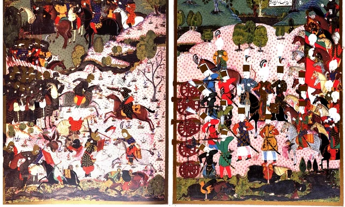 Bătălia de la Mohacs. Ilustrație otomană din „Suleymanname: Istoria ilustrată a lui Süleyman Magnificul”, din 1558