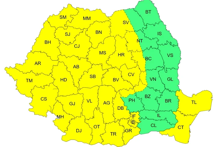 România e sub cod galben de vânt. FOTO: ANM