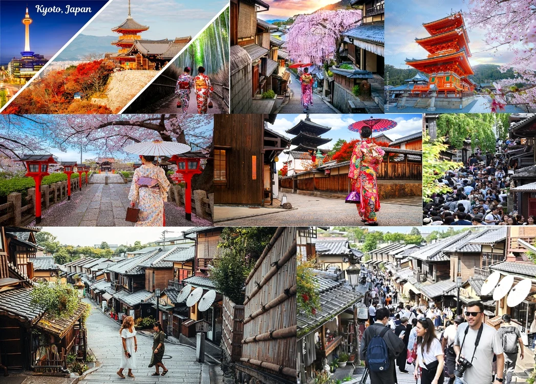 Imagini din supraaglomeratul Kyoto Colaj DMS