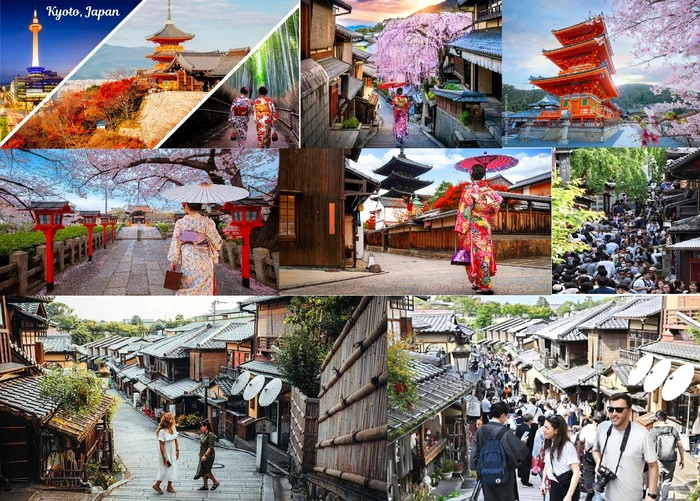 Imagini cu supraaglomerarea și atracțiile din Kyoto Japonia