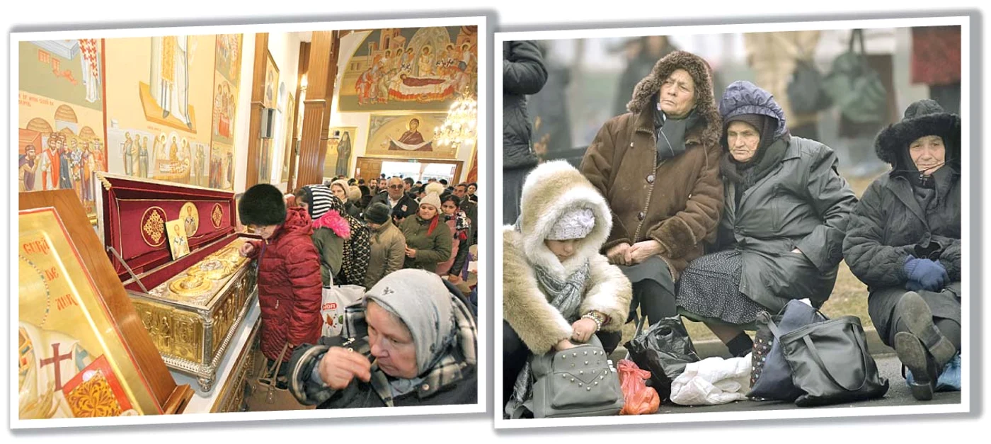 Credincioşii au aşteptat  ore în şir să se roage  la moaşte