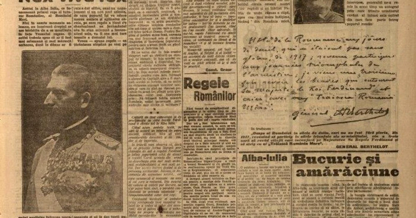 Prima pagină a ziarului „Adeverul“ din 16 octombrie 1922