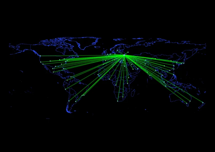 Harta lumii care indică atacuri cibernetice declanșate din zona Rusiei