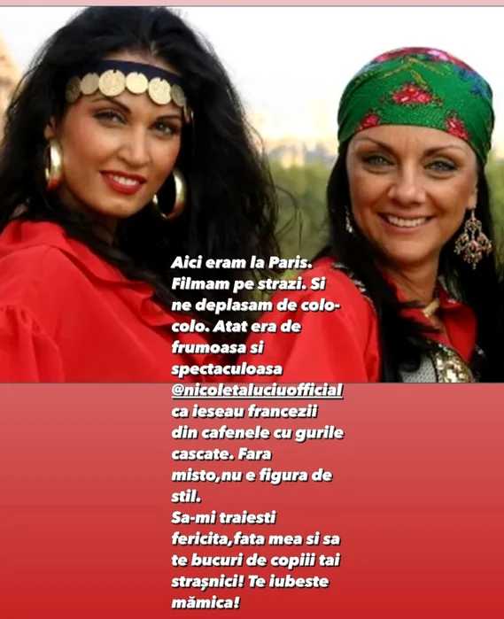 Mesajul emoționant al lui Carmen Tănase pentru Nicoleta Luciu, FOTO: InstaStory