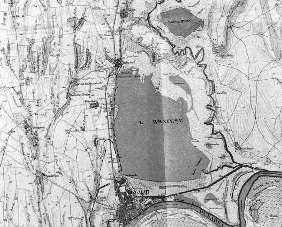 Harta lacului Brates in 1941 FOTO Arhiva bibliotecii VA Urechia