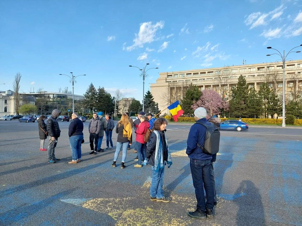 Protest în Piața Victoriei FOTO: Facebook/ Ștefan Claudiu Vasiliu