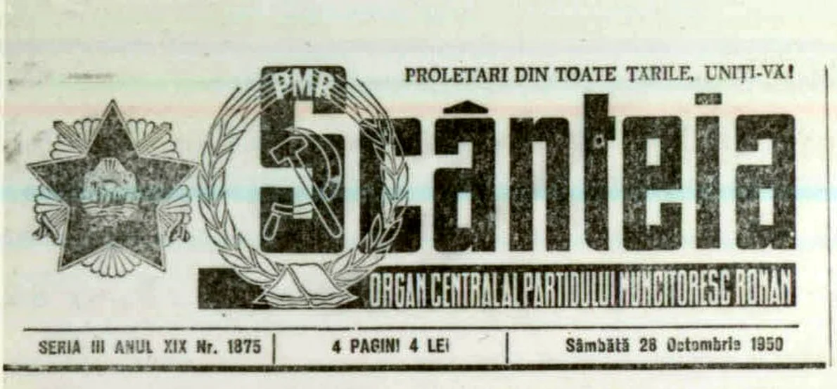 Ziarul „Scânteia” din 28 octombrie 1950 (© „Fototeca online a comunismului românesc”, cota: 178/1950)