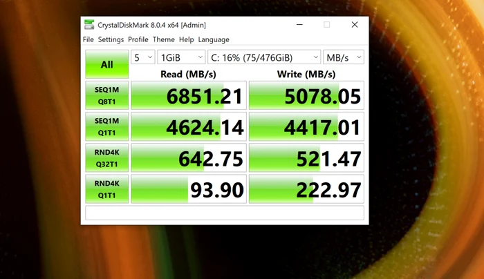 Acer ConceptD 5 test viteza SSD