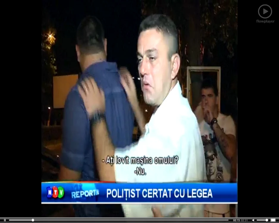Agentul Alexandru Mihai, imediat după ce a provocat accidentul. FOTO: Captură Neptun TV