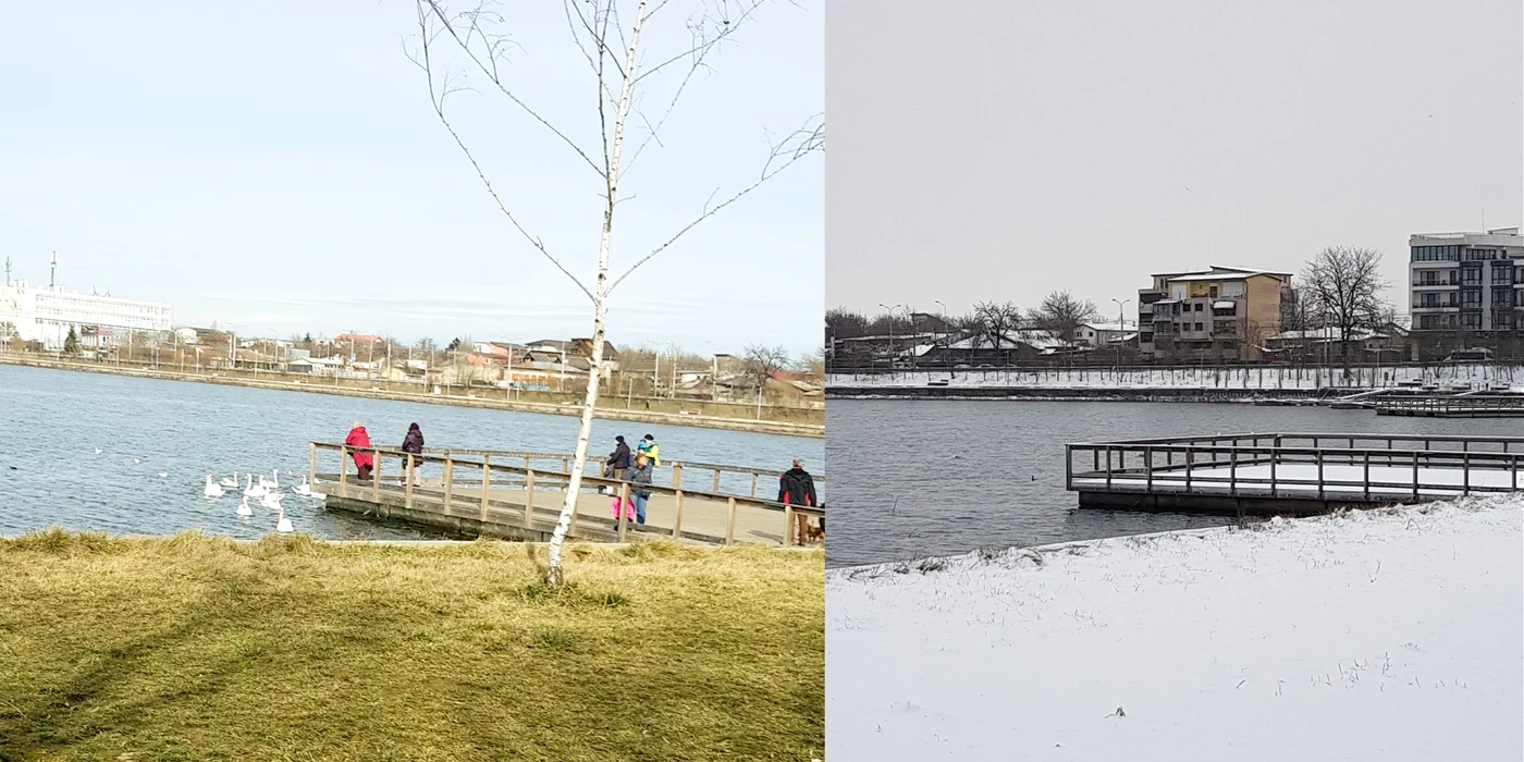 Parcul Tei din sectorul 2 a trecut, în doar o zi, de la primăvară la iarnăFotografii: Bogdan Nicolai