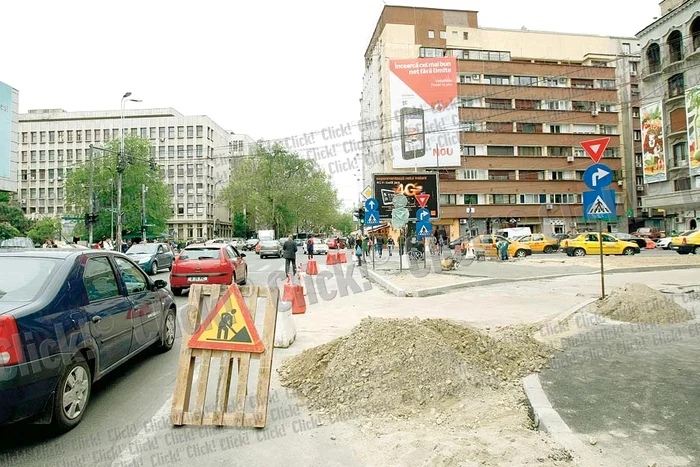 Pe Calea Dorobanților se circulă cu dificultate, din cauza lucrărilor (Fotografii: Dorin Constanda)