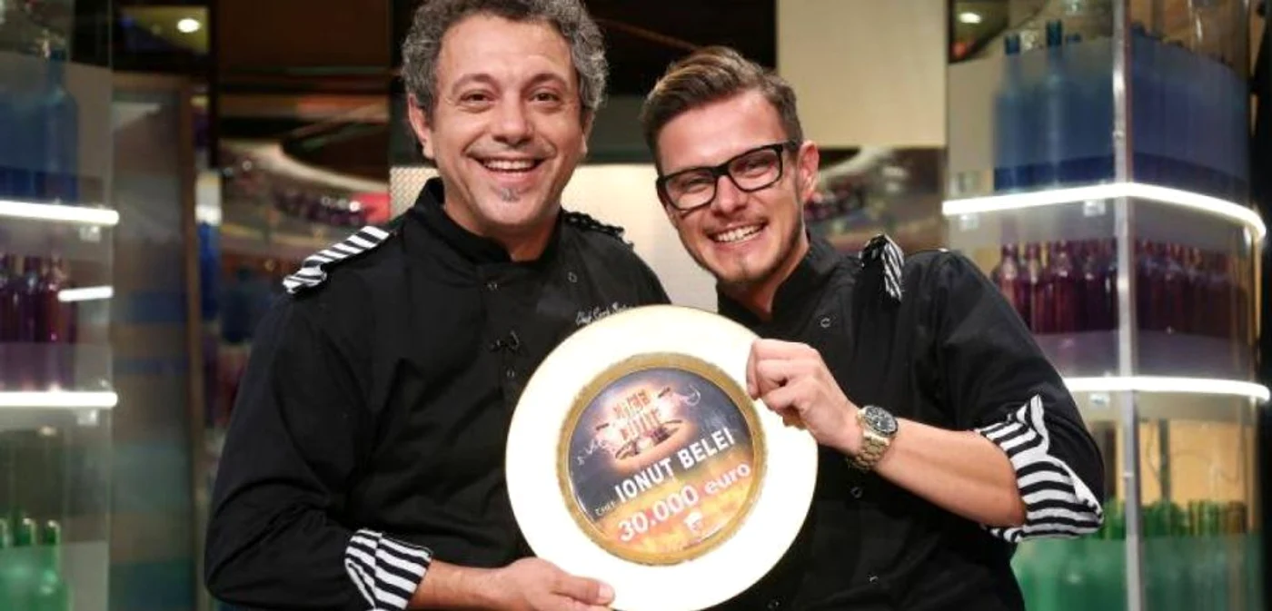 Ionuţ Belei - câştigătorul seonului opt „Chefi la cuţite” şi idolul său, chef Sorin Bontea