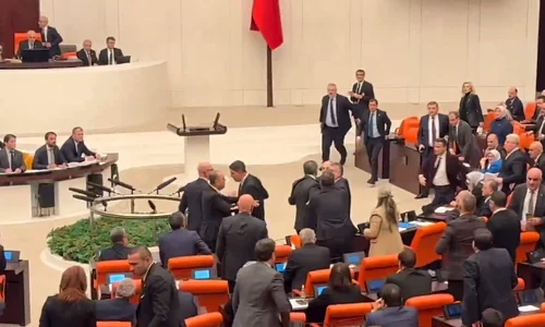 bataie parlament turcia FOTO Captură video X / Mowliid Haji Abdi @MowliidHaji