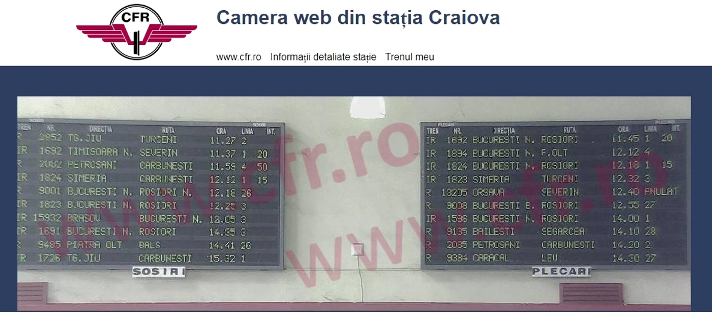 Aici poţi vedea tabelele din principalel staţii CFR din ţară