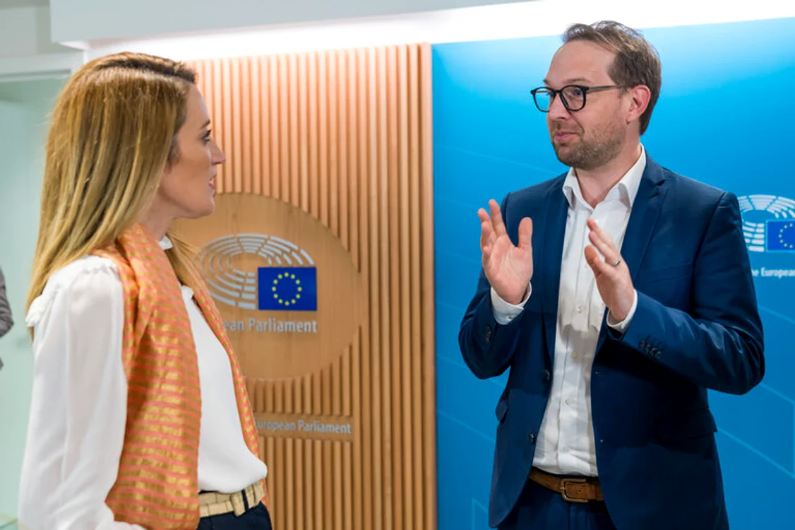 Roberta Metsola, președinta Parlamentului European, și Dominic Fritz SURSA Primăria Timișoara