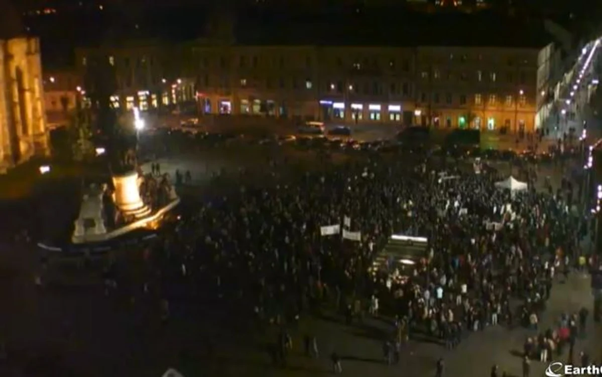 Imagine de la protestele din Cluj