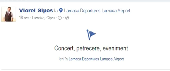Viorel Şipoş a publicat pe Facebook că a ajuns în Cipru