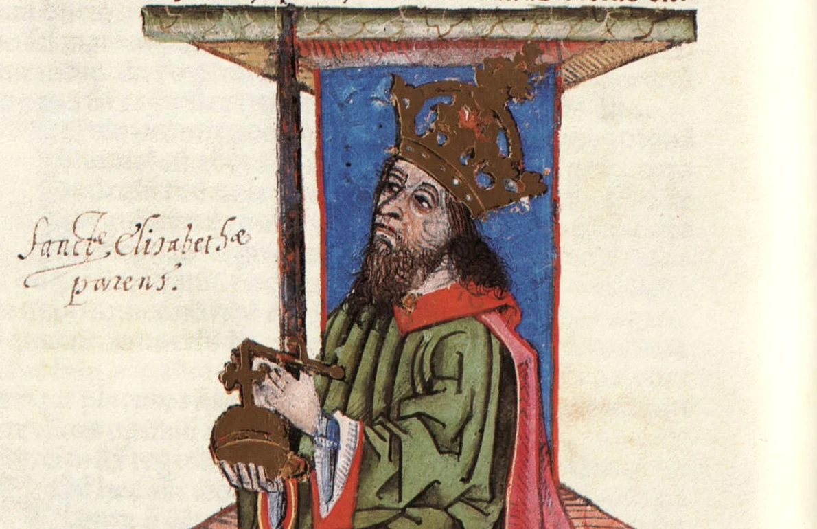 Portretul regelui Andrei al II-lea al Ungariei, în Chronica Hungarorum (© Wikimedia Commons)