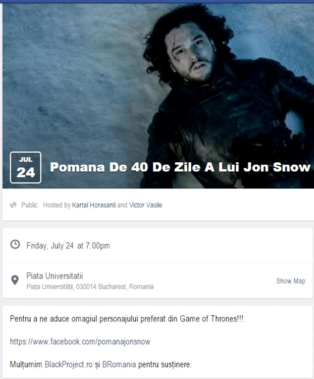 Pomana de 40 de zile a lui Jon Snow va avea loc pe data de 24 iulie
