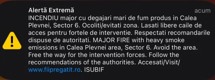 Mesaj Ro Alert FOTO: ISU