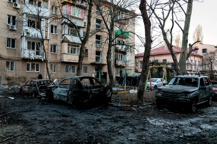 Zonă afectată de un atac cu drone la Odesa FOTO EPA-EFE