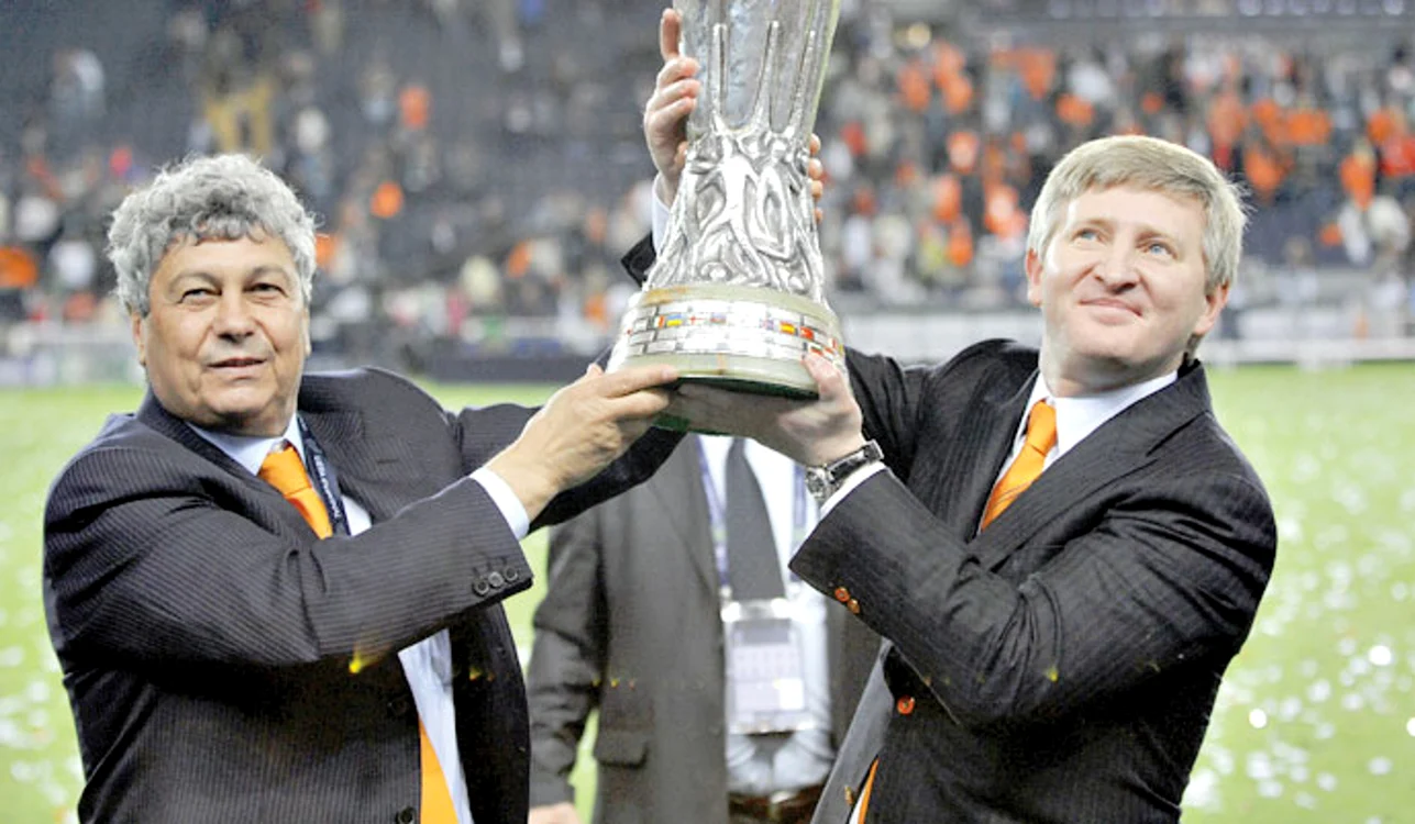 Ahmetov și Lucescu, în 2009, când Șahtior a câștigat Cupa UEFA la Istanbul