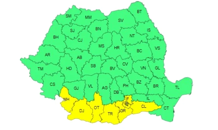 Cod galben de caniculă marți, 25 iunie 