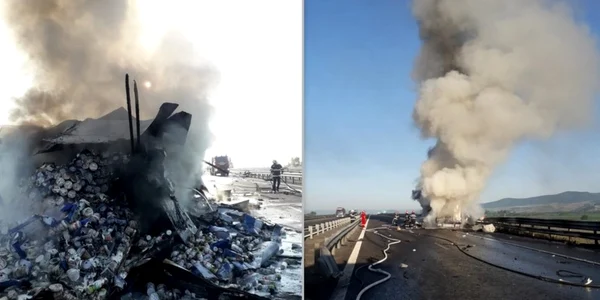 incendiu puternic pe autostrada deva orastie foto isu hunedoara
