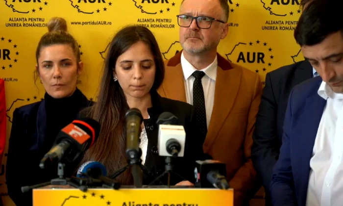 Tânăra lideră AUR a făcut mai multe declarații într-o conferință de presă FOTO Captură