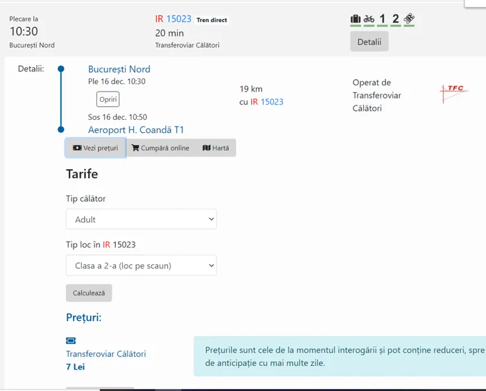 pret bilet tren Aeroportul Otopeni FOTO Mersul Trenurilor