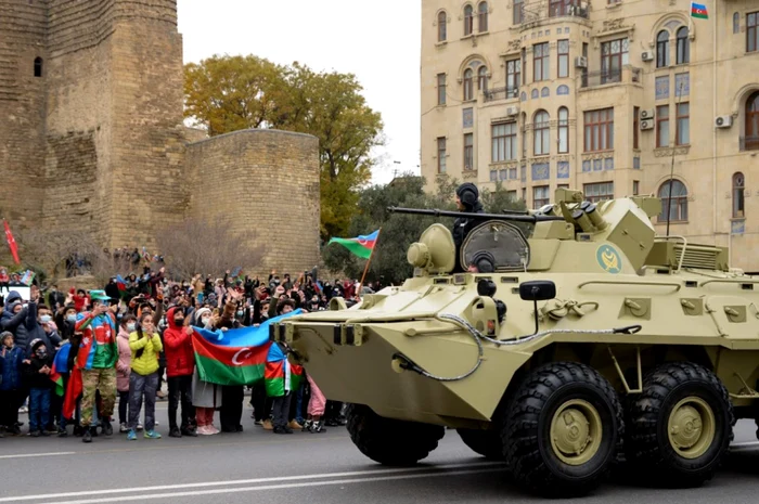 FOTO: AFP / Paradă care a marcat victoria Azerbaidjanului împotriva Armeniei în conflictul lor pentru controlul asupra regiunii Nagorno-Karabah, în Baku - 10 decembrie 2020