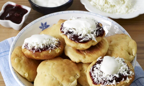 Traditional Czech donuts with damson cheese + steps jpeg
