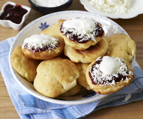 Traditional Czech donuts with damson cheese + steps jpeg