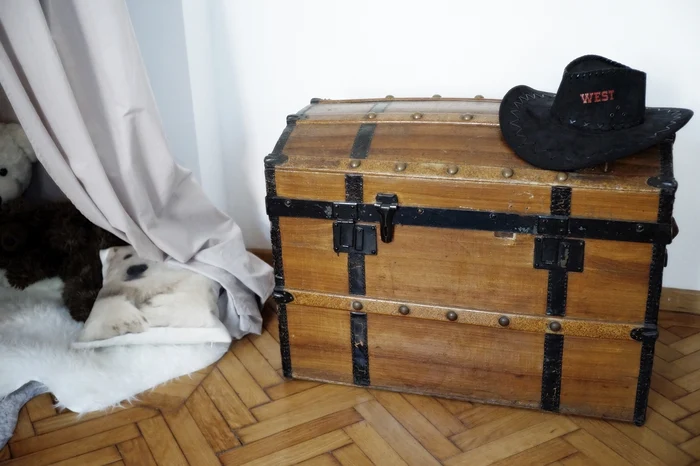 Cufărul este folosit pe post de ladă de jucării