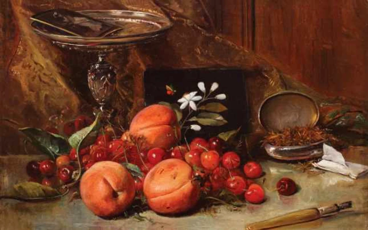 „Natură statică cu cireşe, caise şi tutun“, de Theodor Aman
