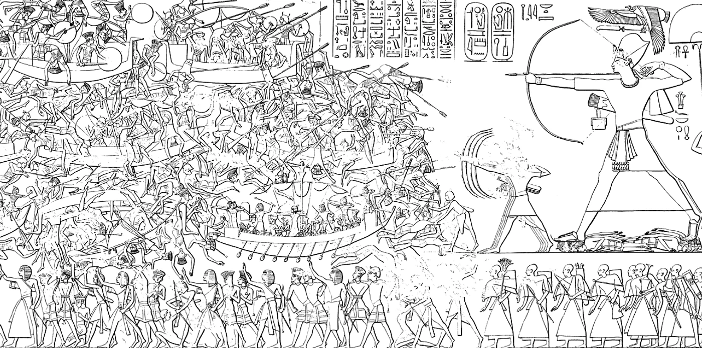 Popoarele Mării, înfrânte de faraonul Ramses al III-lea (© Wikimedia Commons)