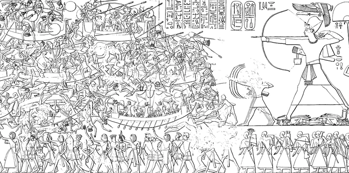 Popoarele Mării, înfrânte de faraonul Ramses al III-lea (© Wikimedia Commons)
