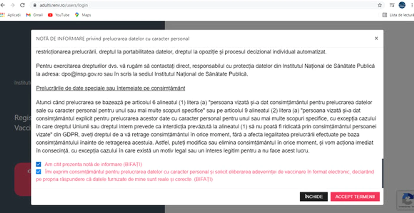 Bifează cele două căsuțe din stânga și mergi mai departe