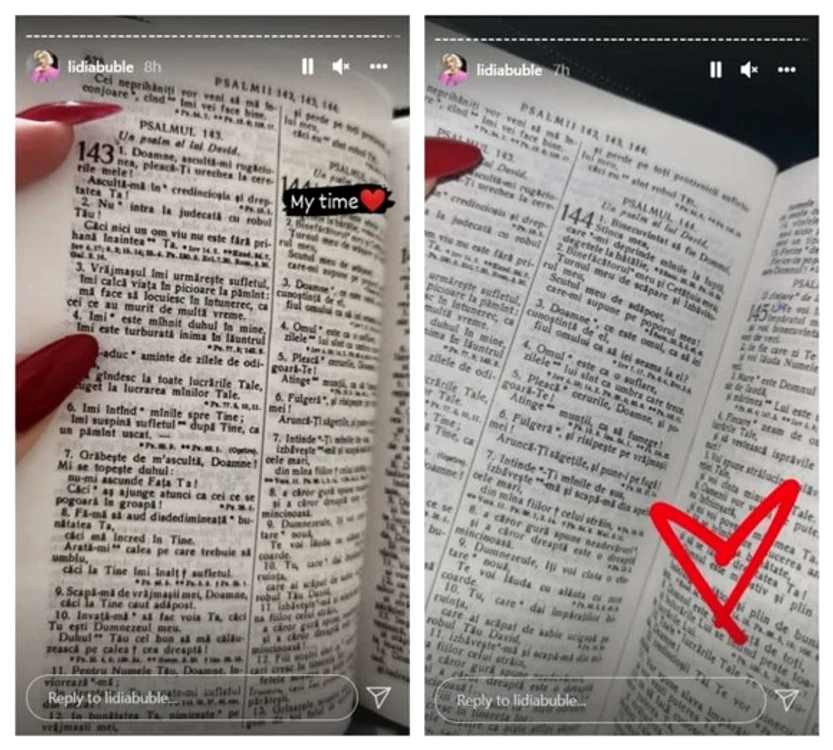 
    Lidia Buble răspunde la tot acest scandal cu citate din Bibliefoto: Instagram  