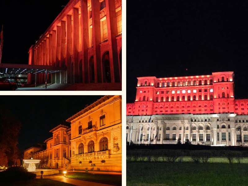 Instituțiile statului, iluminate în portocaliu de Ziua Internaţională pentru eliminarea violenţei asupra femeilor