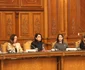 Ionela Năstase, Simona Pătruleasa, Andreea Berecleanu și Elvira Deatcu la evenimentul dedicat menopauzei la Palatul Parlamentului. FOTO: Talentivity