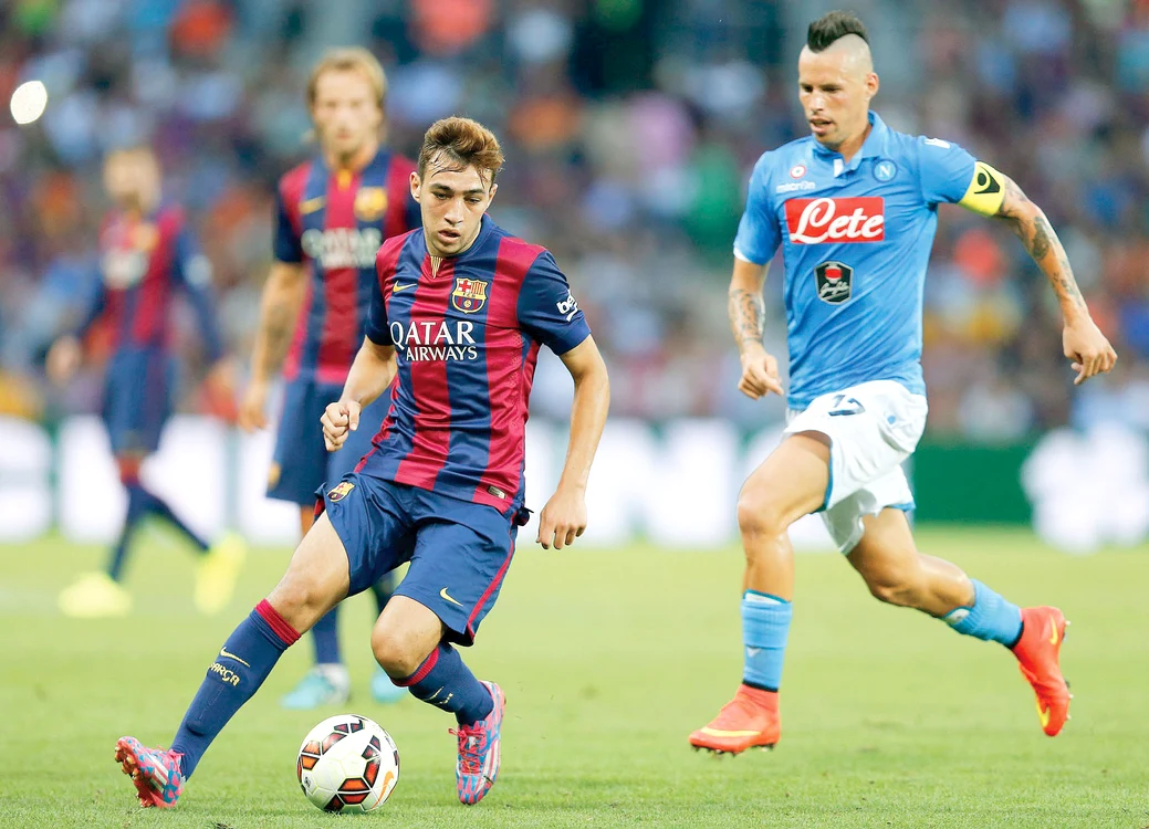 Munir El Haddadi a fost aplaudat la scenă deschisă de fanii Barcelonei după primul meci la echipa mareFoto: Reuters